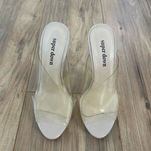 Superdown clear mules.  Size 6.  Light stretch
